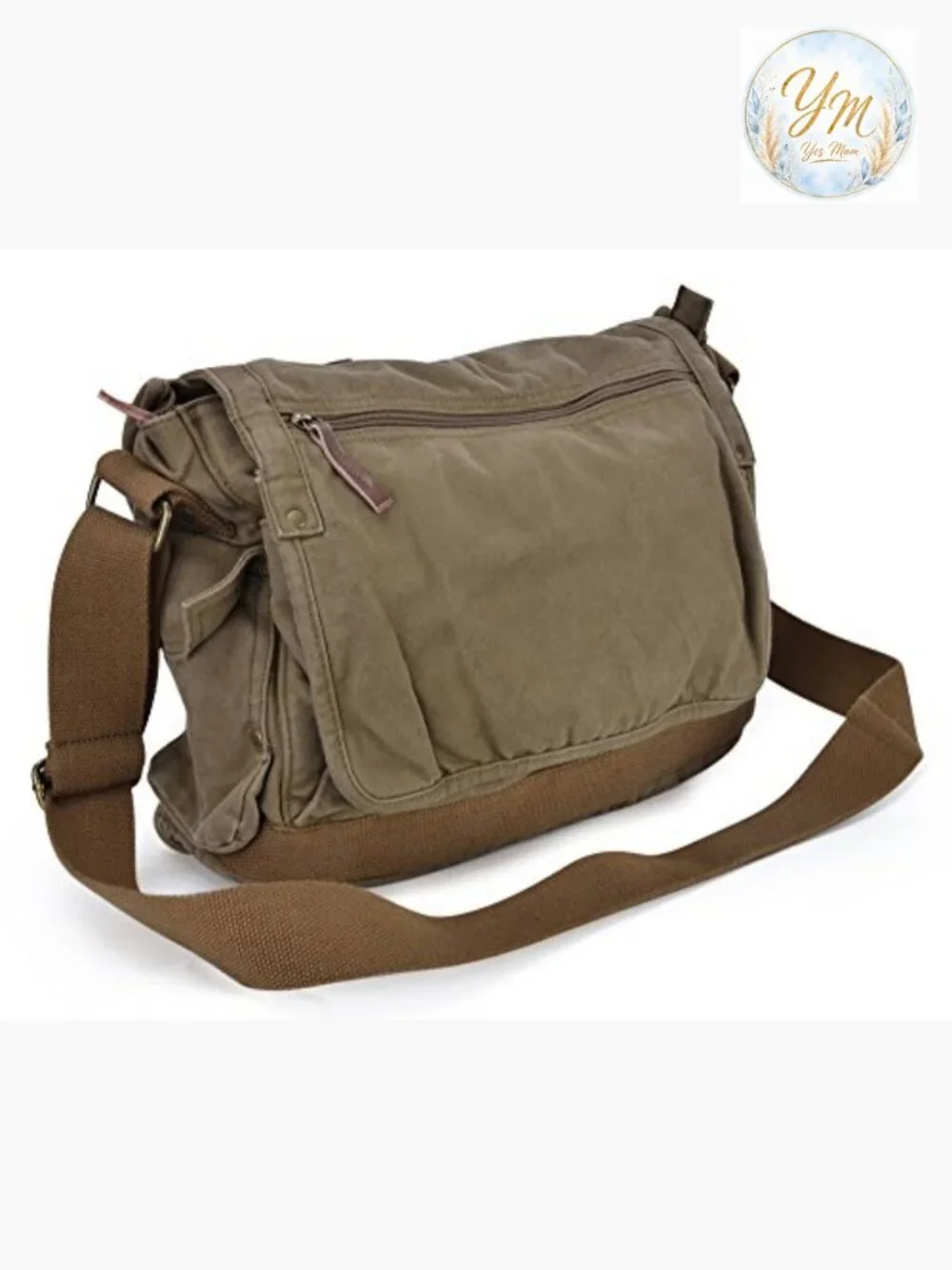 Large Canvas Messenger Bag - Vintage Crossbody Satchel for Travel Work 12.6L